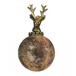 Zlatá antik skleněná vánoční koule s jelenem Deer - Ø 8* 14 cm