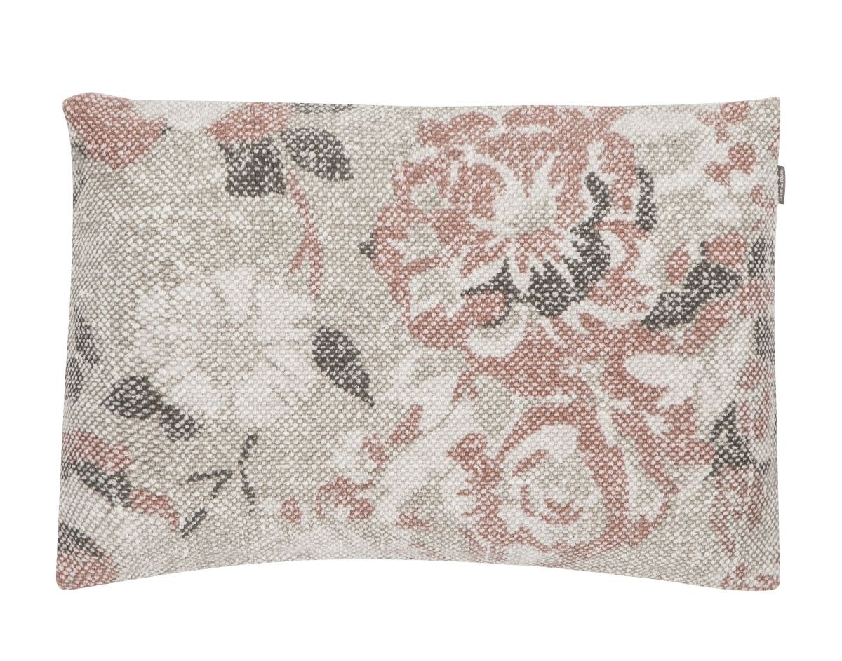 Šedo-červený polštář s květy Vintage - 35*50 cm
