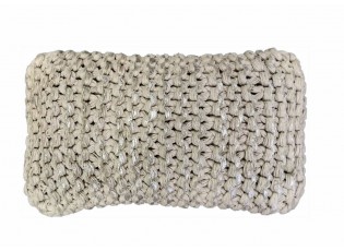 Béžovo-stříbrný polštář s velkými oky Kian Rope - 30*50 cm