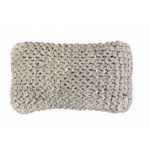 Béžovo-stříbrný polštář s velkými oky Kian Rope - 30*50 cm