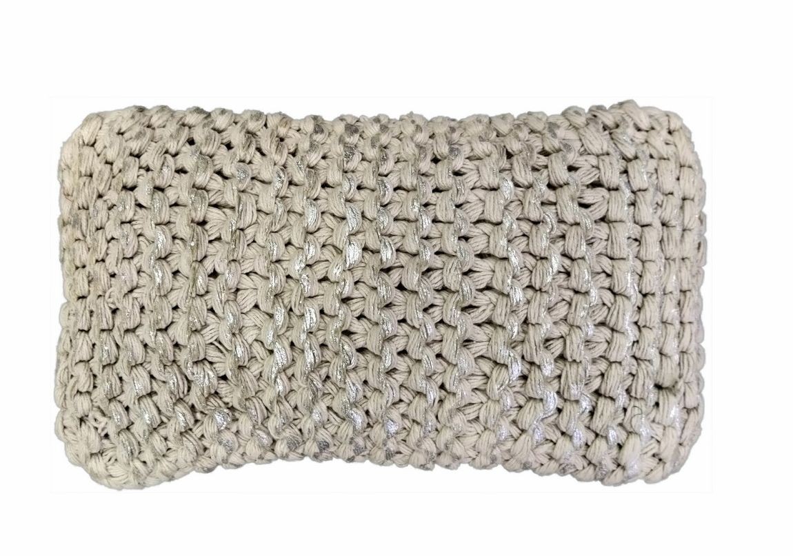 Béžovo-stříbrný polštář s velkými oky Kian Rope - 30*50 cm