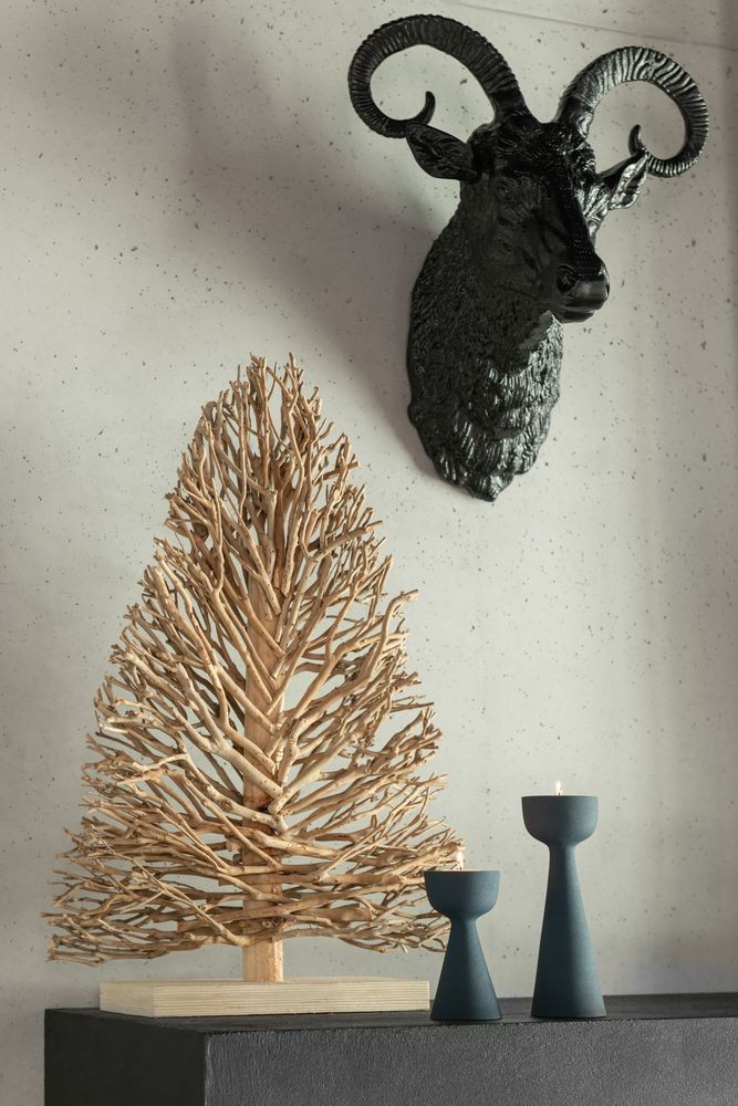 Bílý dřevěný strom na noze Teatree Wood White - 45*15*70 cm