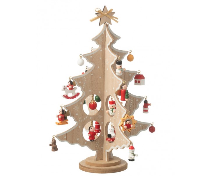 Dřevěný skládací stromek s ozdobami Christmas Tree - Ø 20*25 cm