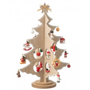 Dřevěný skládací stromek s ozdobami Christmas Tree - Ø 20*25 cm