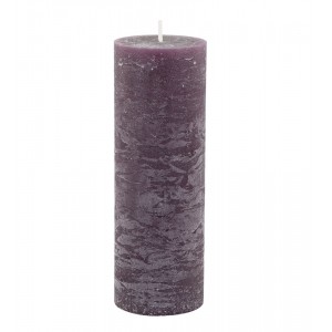 Fialová široká svíčka Macon Rustic plum - Ø 7*20cm/ 80h