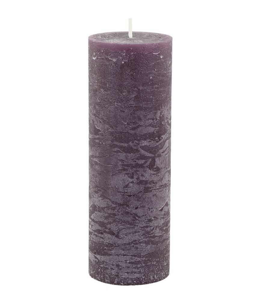 Fialová široká svíčka Macon Rustic plum - Ø 7*20cm/ 80h