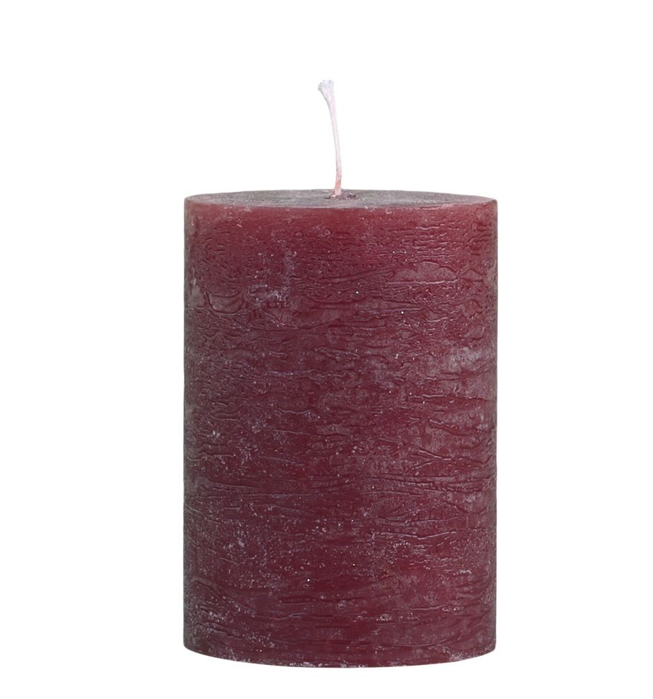 Červená široká svíčka Rustic pillar red - Ø 7*10cm/ 40h