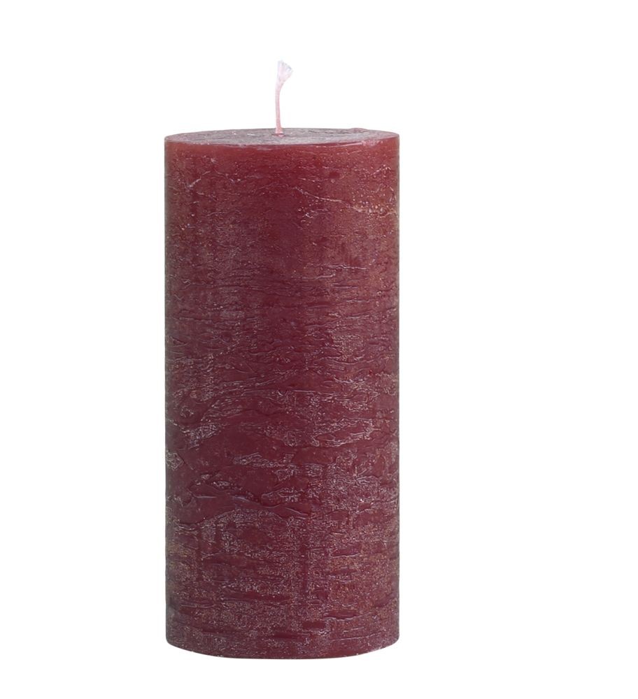 Červená široká svíčka Macon Rustic red - Ø 7*15cm/ 60h
