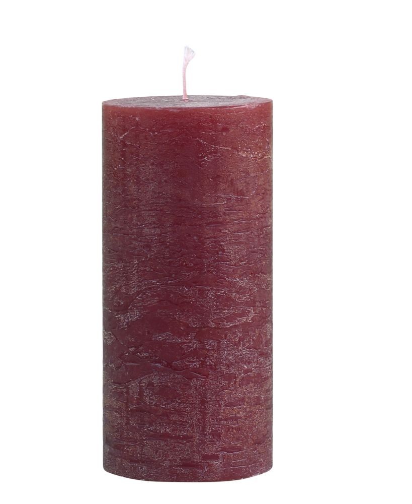 Červená široká svíčka Macon Rustic red - Ø 7*20cm/ 80h