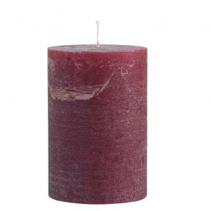 Červená široká svíčka Macon Rustic red - Ø 10*15cm/ 90h