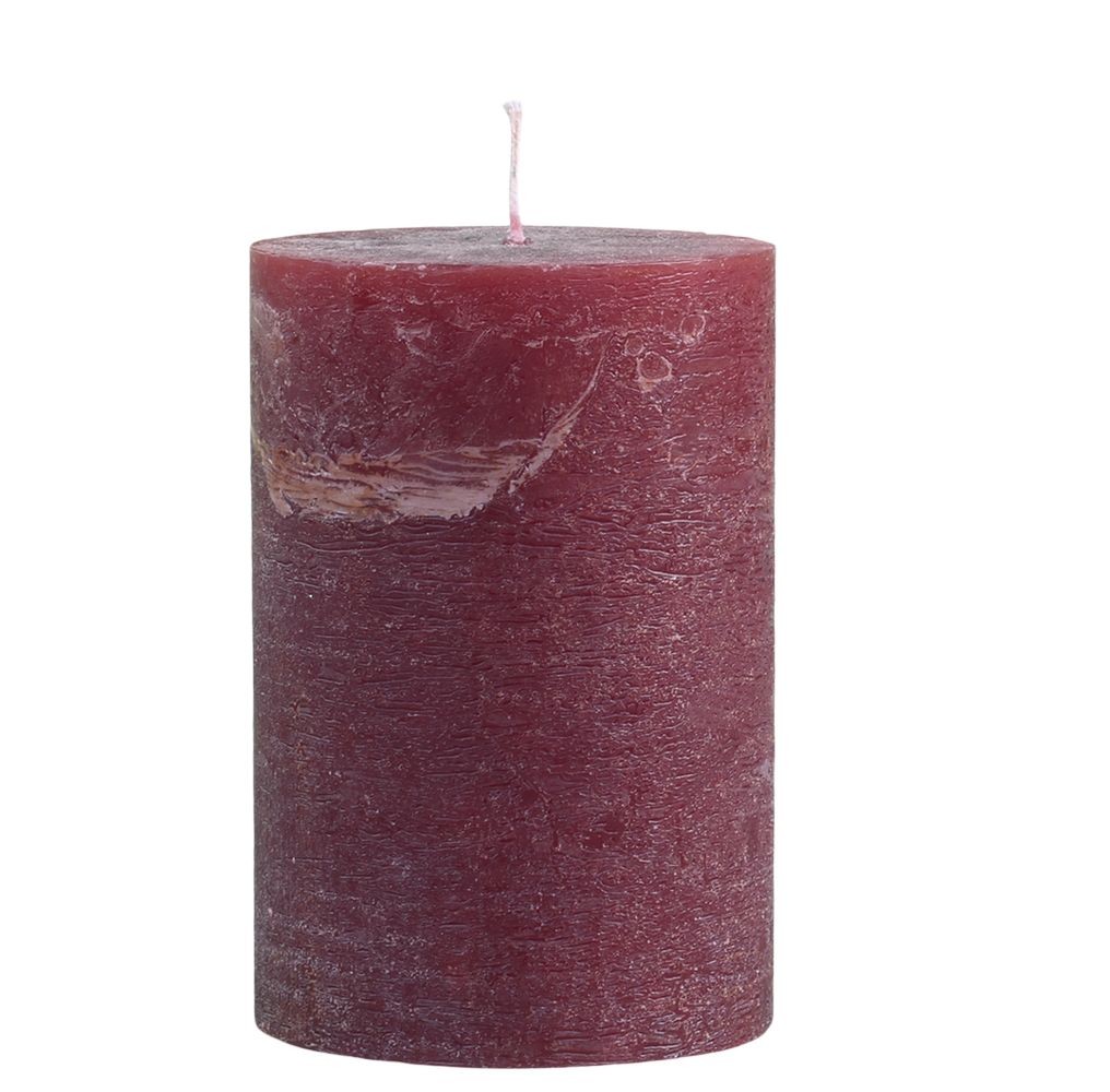 Červená široká svíčka Macon Rustic red - Ø 10*15cm/ 90h