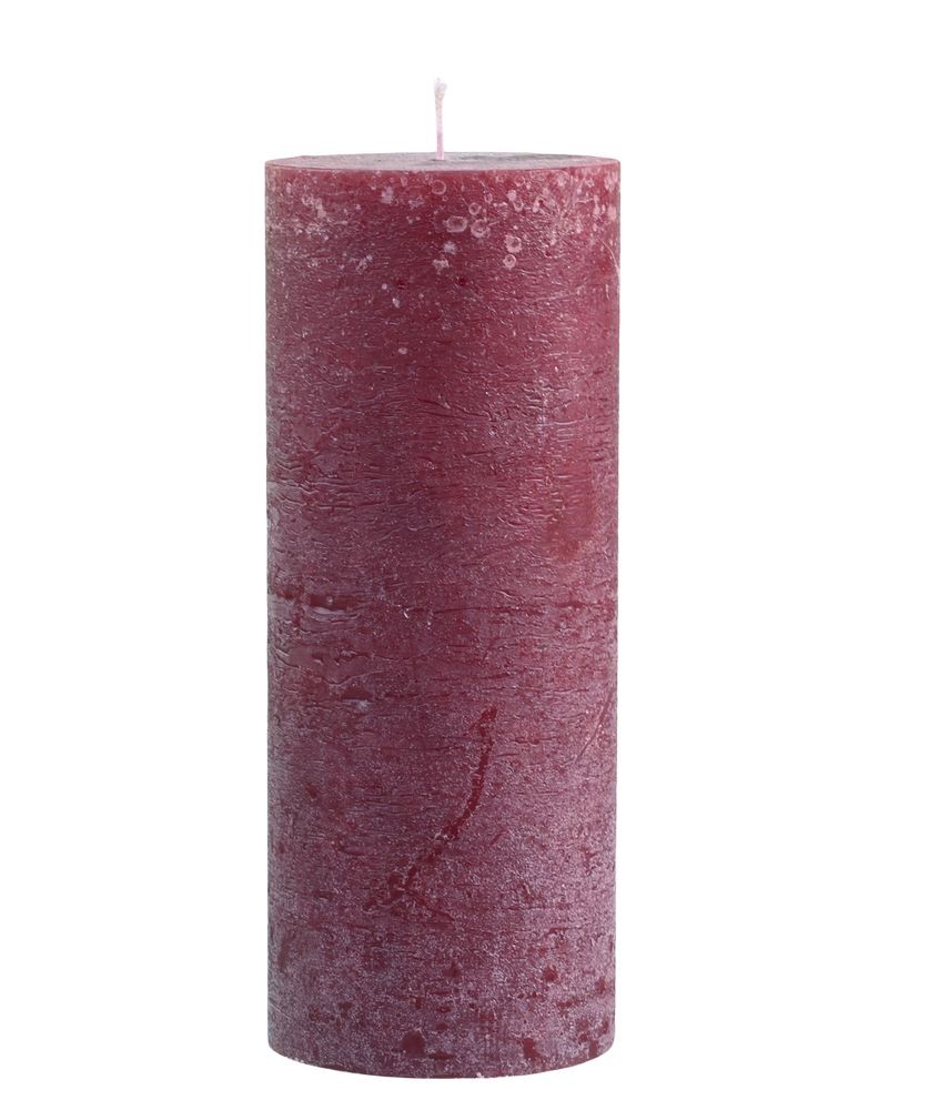 Červená široká svíčka Macon Rustic red - Ø 10*25cm/ 150h