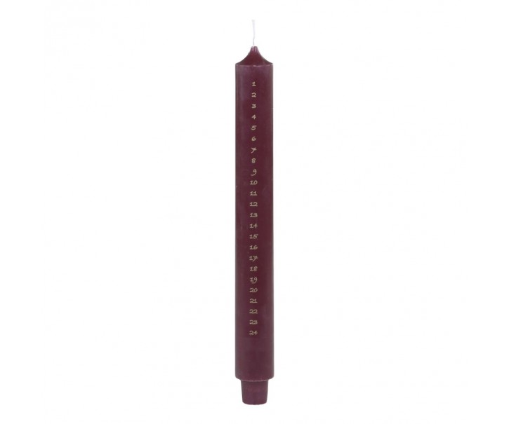 Červená adventní svíčka s čísly 1-24 Advent Candle - Ø 3*29cm / 20h