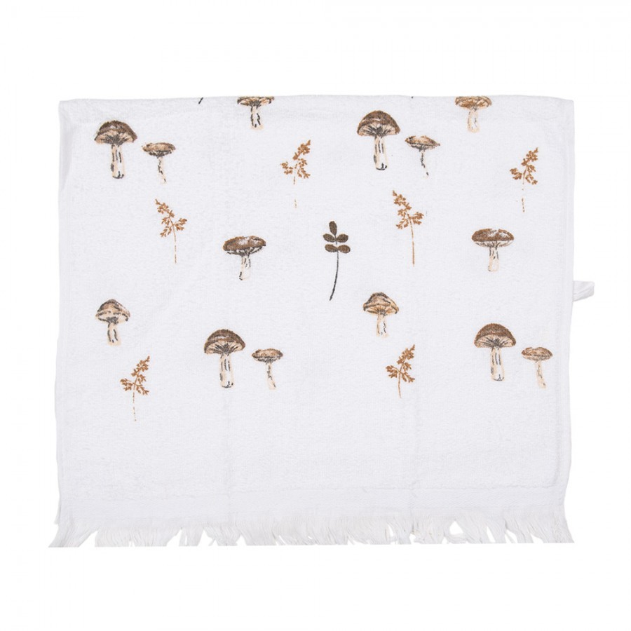 Bílý kuchyňský froté ručník s houbičkami Little Forest Jewels - 40*66 cm