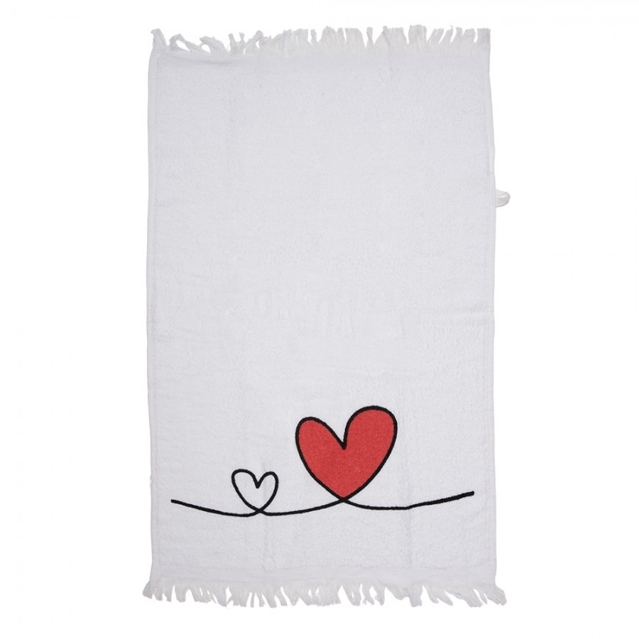 Bílý froté kuchyňský ručník se srdíčky Hearts Love - 40*66 cm