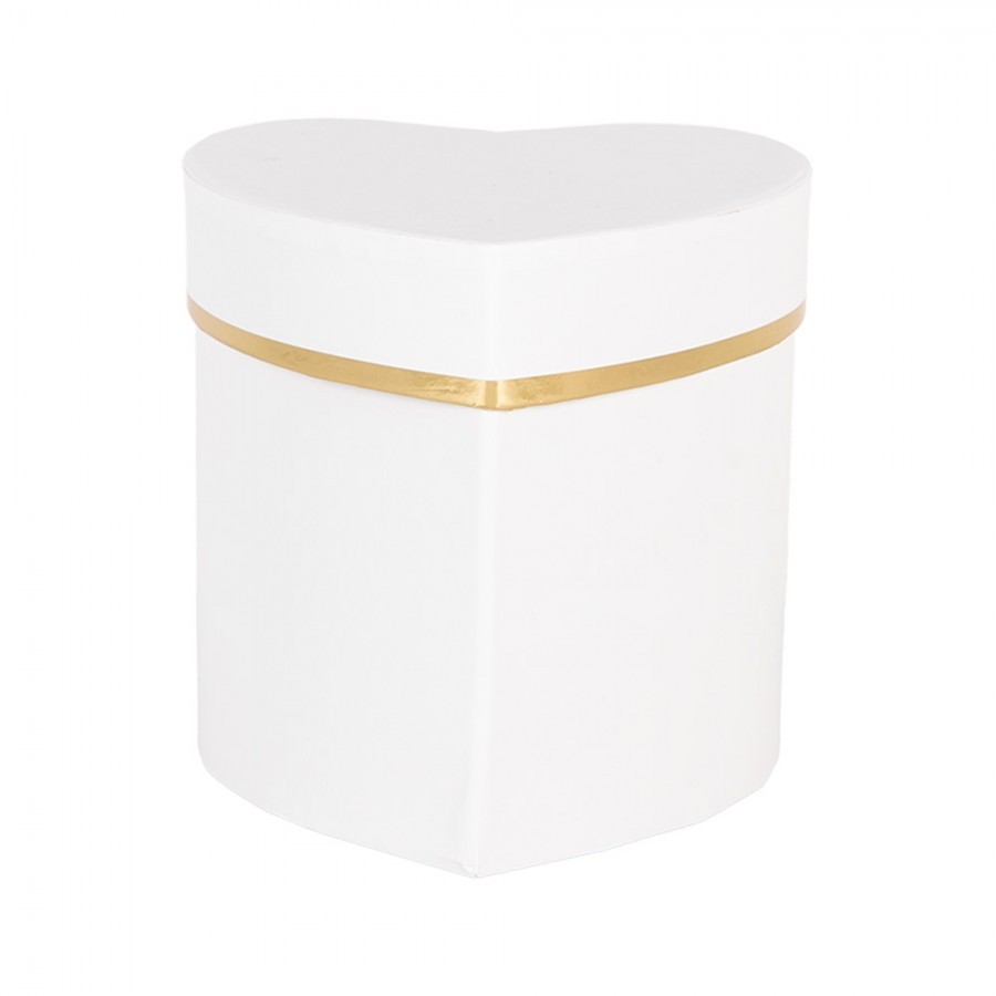 Gift Box 10x10x10 Cm White Cardboard Heart-Shaped - 10,00 cm