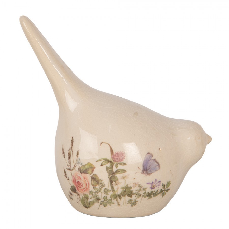 Keramická dekorace ptáček s lučními květy Flowers of Love M - 14*9*15 cm
