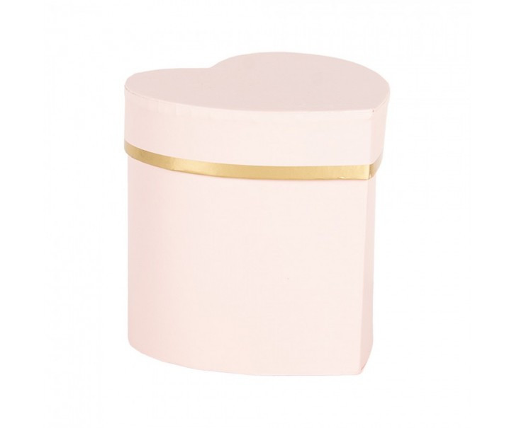 Gift Box 10x10x10 Cm Pink Cardboard Heart-Shaped - 10,00 cm Clayre & Eef