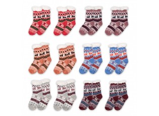 Christmas Socks Set Of 12 One Size Multicoloured Synthetic Deer - One size