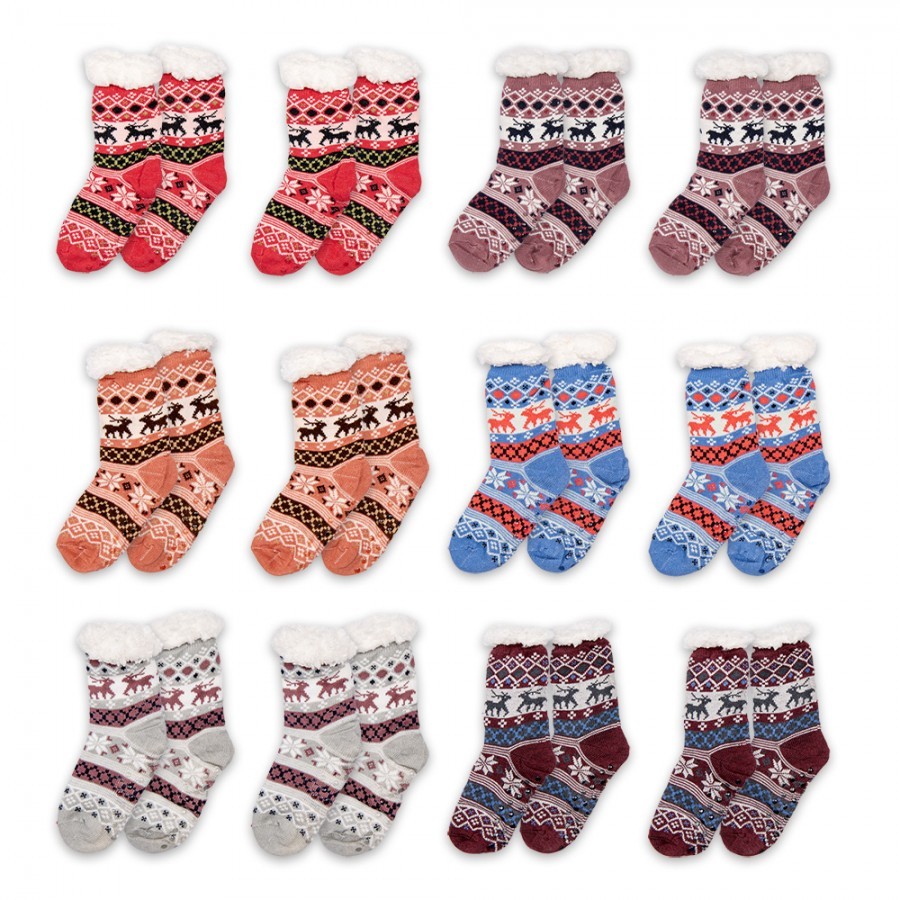 Christmas Socks Set Of 12 One Size Multicoloured Synthetic Deer - One size