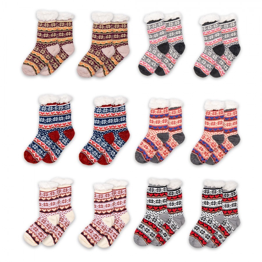Christmas Socks Set Of 12 One Size Multicoloured Synthetic Snowflakes - One size