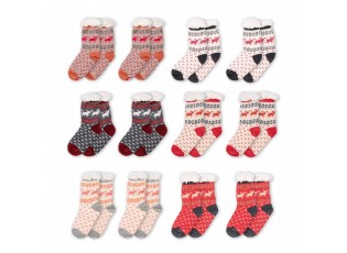 Christmas Socks Set Of 12 One Size Multicoloured Synthetic Deer - One size