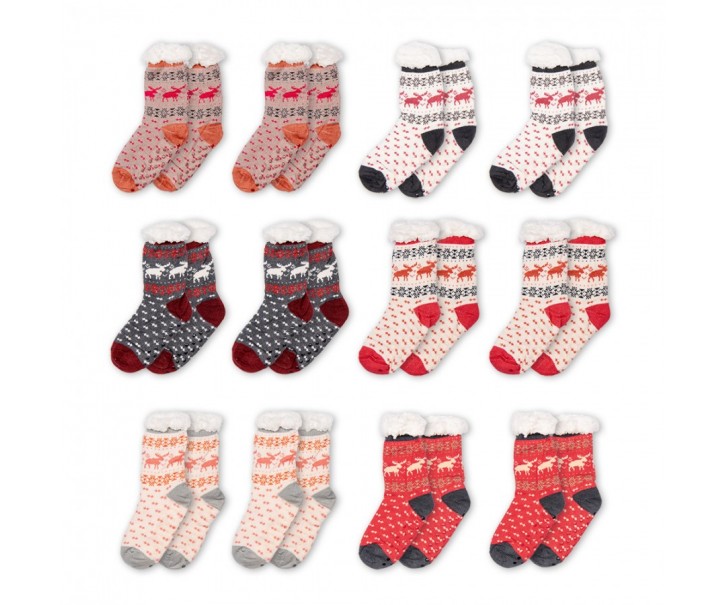 Christmas Socks Set Of 12 One Size Multicoloured Synthetic Deer - One size Clayre & Eef
