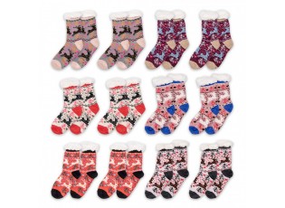 Christmas Socks Set Of 12 One Size Multicoloured Synthetic Deer - One size