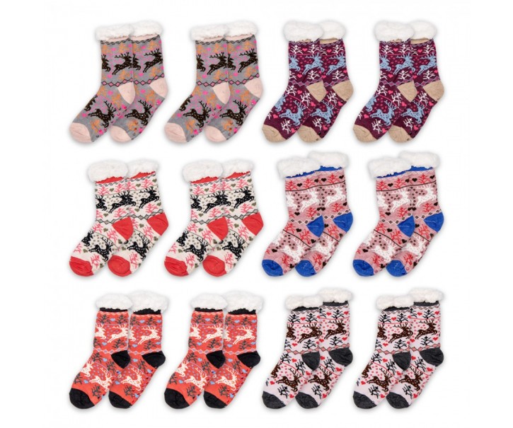 Christmas Socks Set Of 12 One Size Multicoloured Synthetic Deer - One size Clayre & Eef