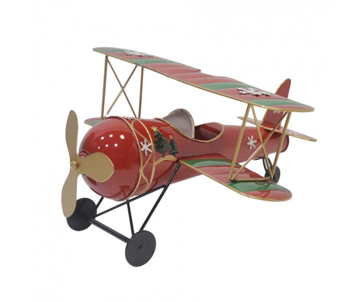 Christmas Decoration Airplane 41x37x21 Cm Red Metal - 41*37*21 cm Clayre & Eef