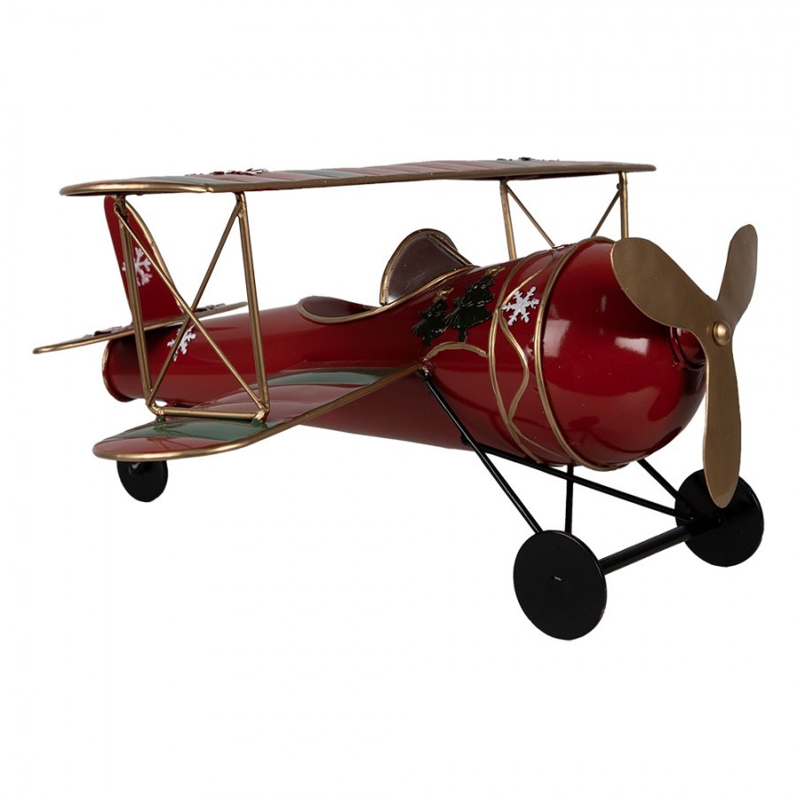 Christmas Decoration Airplane 41x37x21 Cm Red Metal - 41*37*21 cm