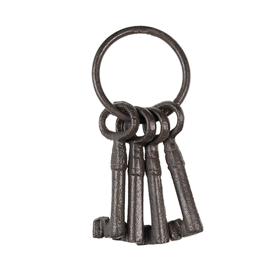 Hnědá litinová dekorace svazek staré klíče - 6*3*13 cm