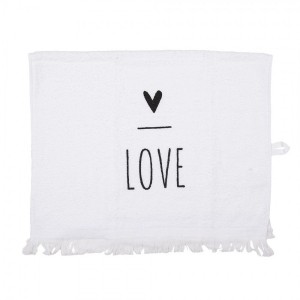 Bílý kuchyňský froté ručník se srdíčkem Love - 40*66 cm