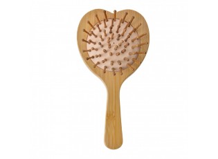 Hair Brush 15x8x3 Cm Beige Brown Plastic Glass Heart Heart-Shaped - 15*8*3 cm