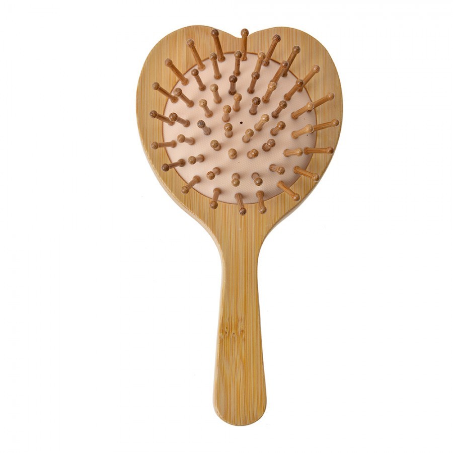 Hair Brush 15x8x3 Cm Beige Brown Plastic Glass Heart Heart-Shaped - 15*8*3 cm
