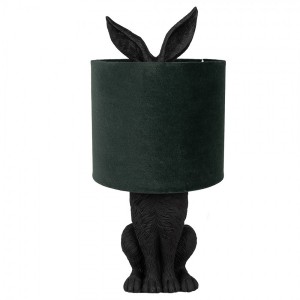 Černá stolní lampa králík s tmavě zeleným stínidlem Rabbi - Ø 20*43 cm
