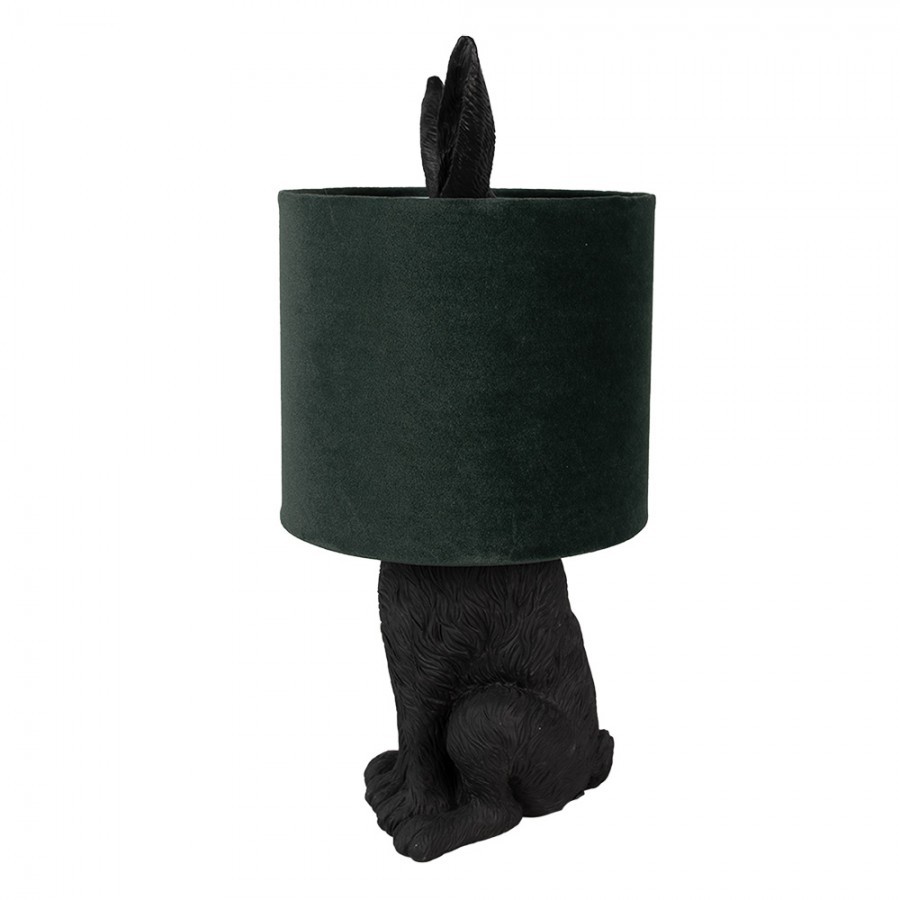 Černá stolní lampa králík s tmavě zeleným stínidlem Rabbi - Ø 20*43 cm