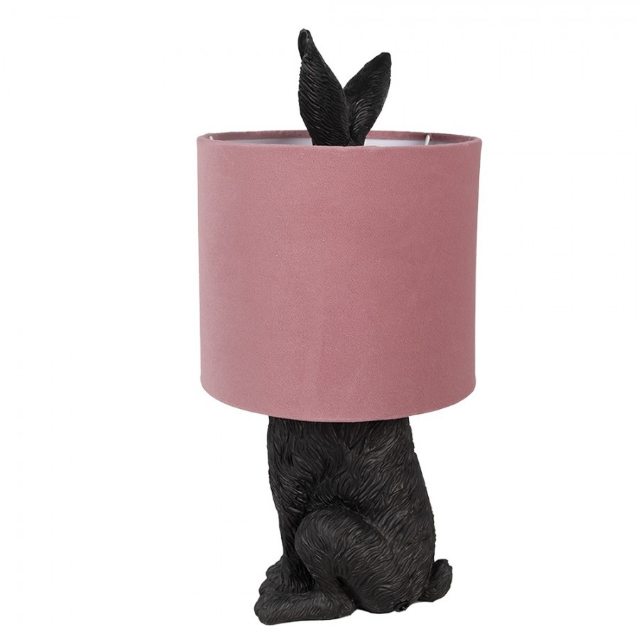 Černá stolní lampa králík s růžovým stínidlem Rabbi - Ø 20*43 cm