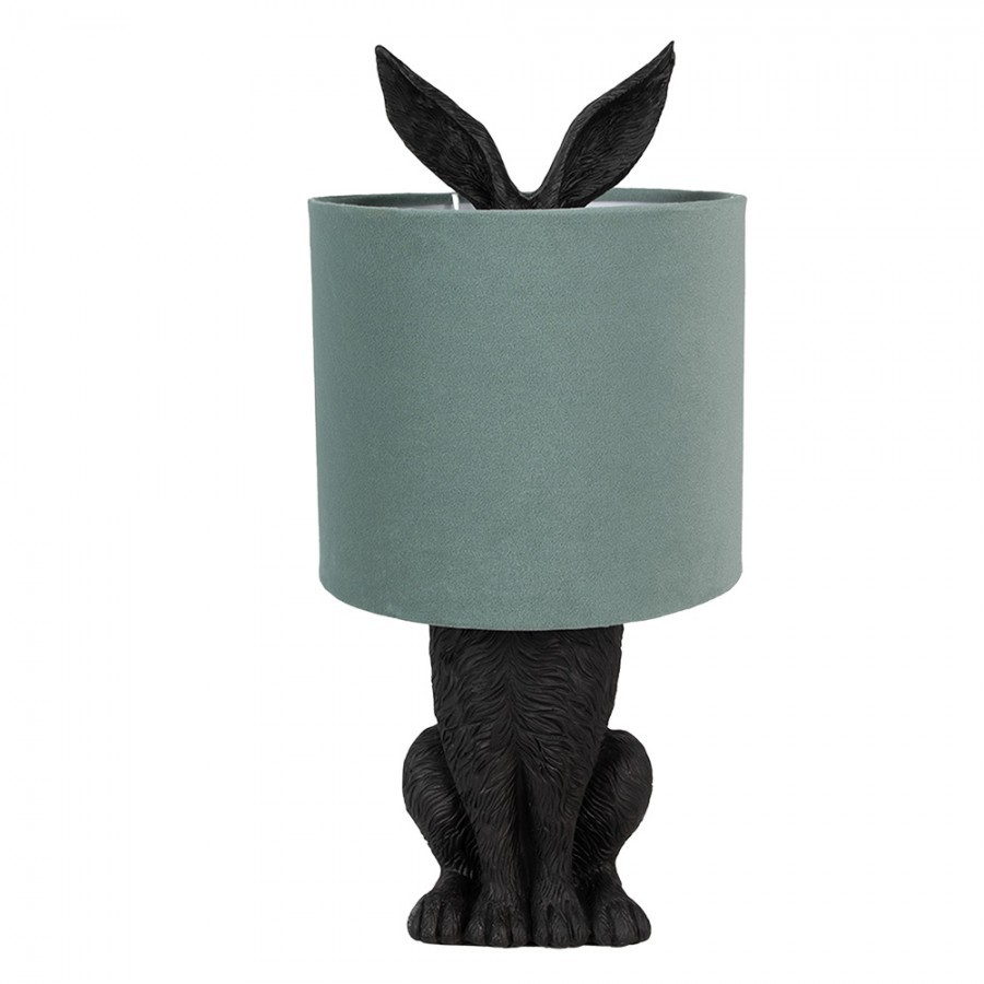 Černá stolní lampa králík se zeleným stínidlem Rabbi - Ø 20*43 cm