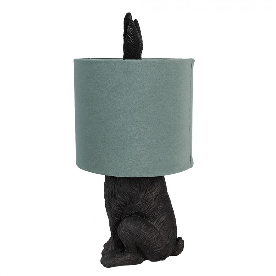Černá stolní lampa králík se zeleným stínidlem Rabbi - Ø 20*43 cm