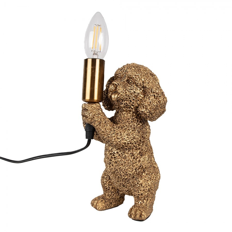 Table Lamp Dog 11x13x23 Cm Gold Colored Plastic - 11*13*23 cm E14/ma* 1*40W