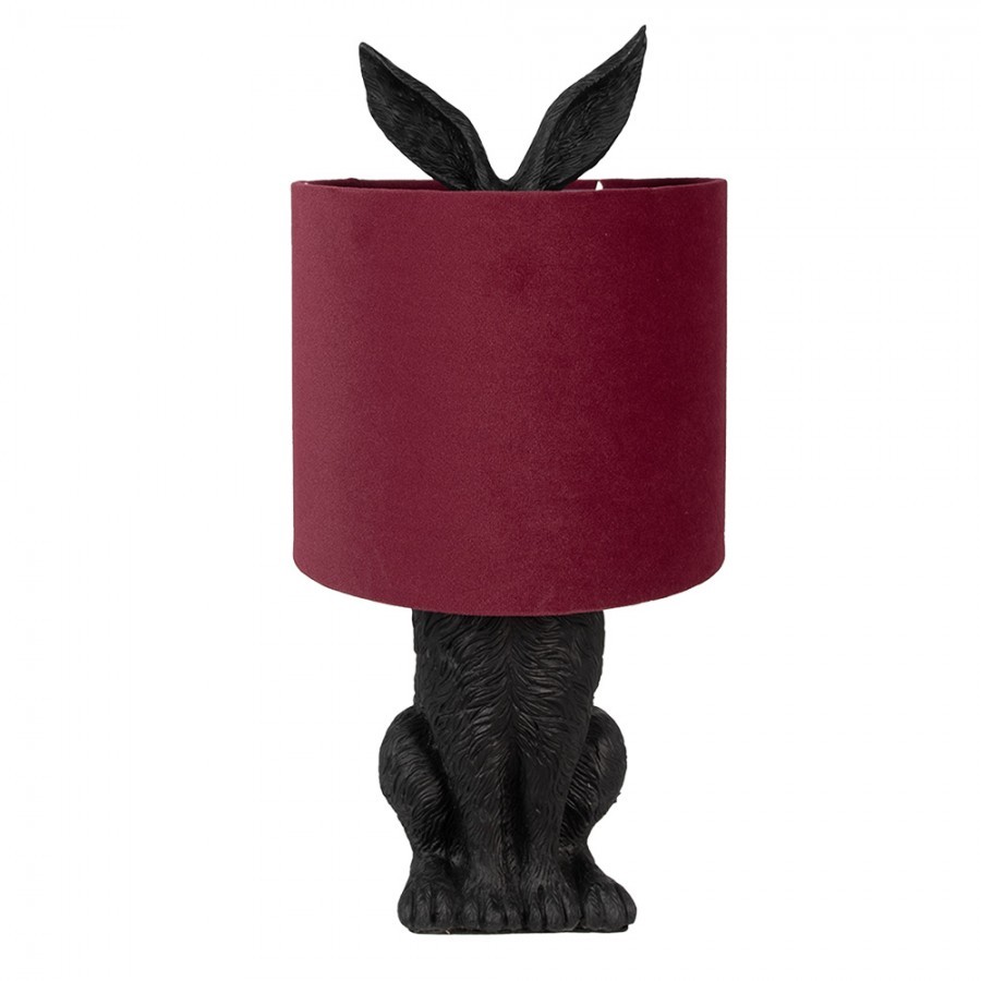 Černá stolní lampa králík s vínovým stínidlem Rabbi - Ø 20*43 cm