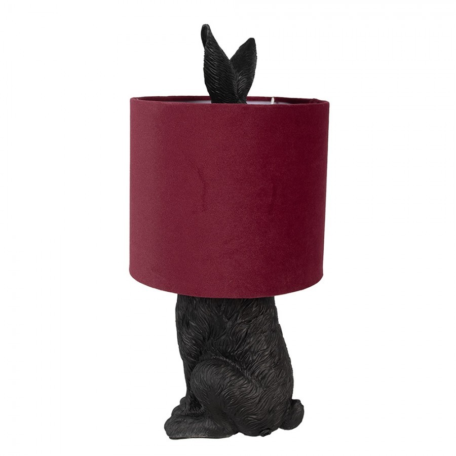 Černá stolní lampa králík s vínovým stínidlem Rabbi - Ø 20*43 cm
