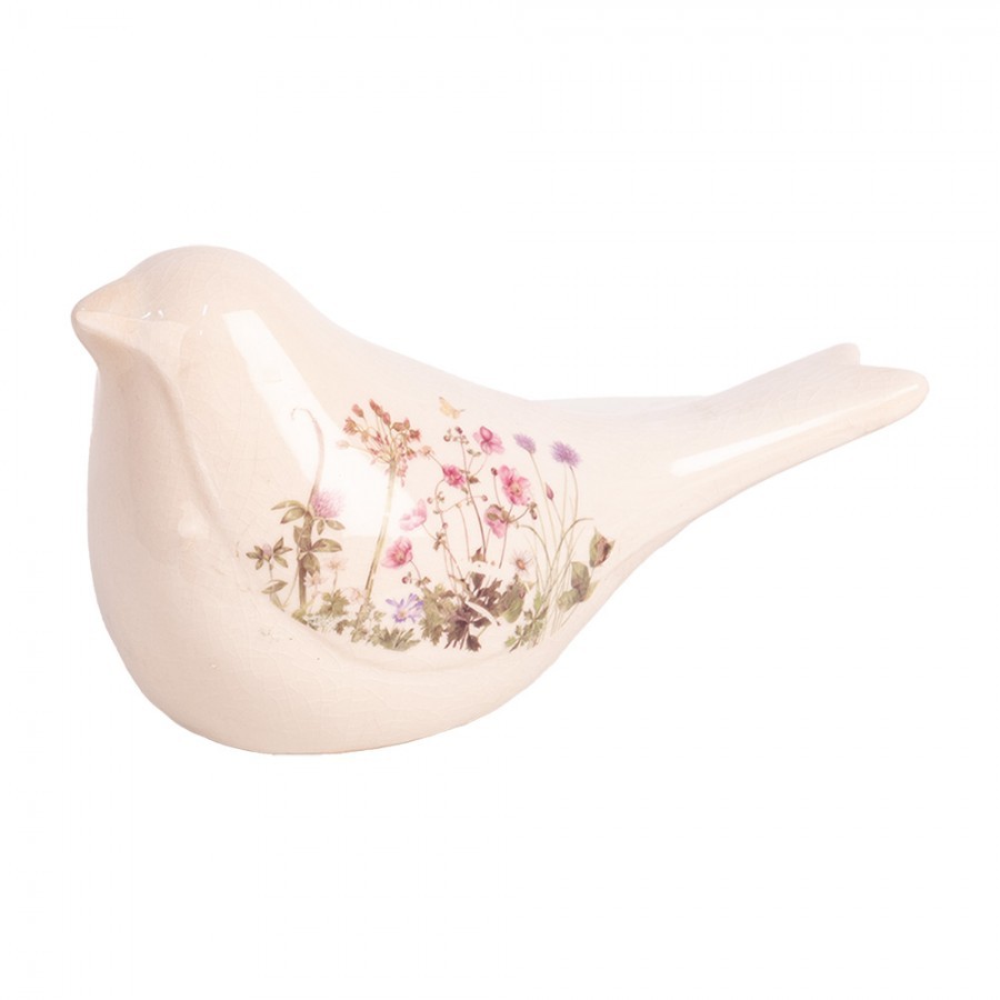 Keramická dekorace ptáček s lučními květy Flowers of Love M - 22*9*12 cm