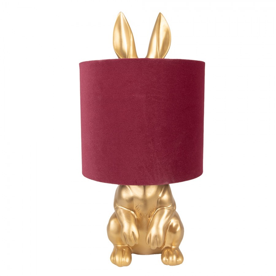 Table Lamp Rabbit ? 20x42 Cm Gold Colored Red Plastic - 20,00 cm