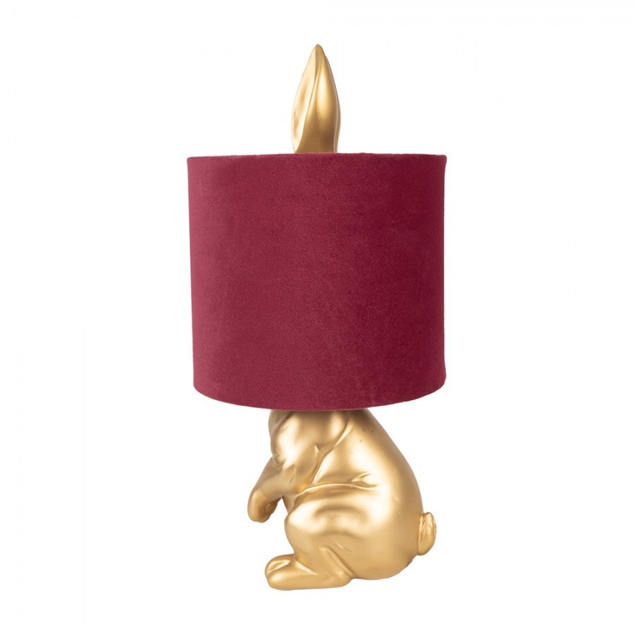 Table Lamp Rabbit ? 20x42 Cm Gold Colored Red Plastic - 20,00 cm