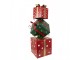 Červená kovová dekorace dárky s mašlemi Christmas Gift - 42*36*92 cm