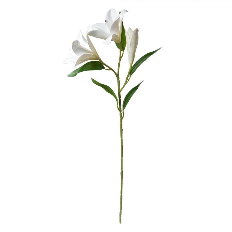 Dekorační umělá květina bílá lilie - 17*12*71 cm