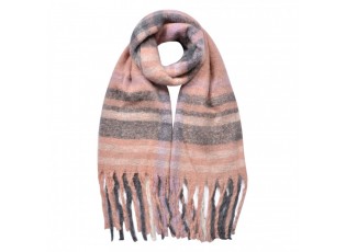 Winter Scarf Women 39x200 Cm Pink Grey Synthetic Rectangle Scarf - Series