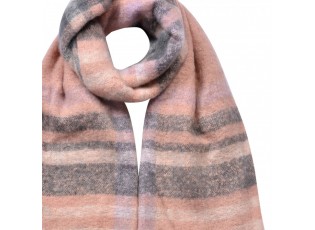 Winter Scarf Women 39x200 Cm Pink Grey Synthetic Rectangle Scarf - Series